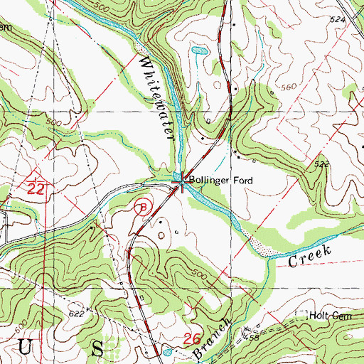 Topographic Map of James Creek, MO