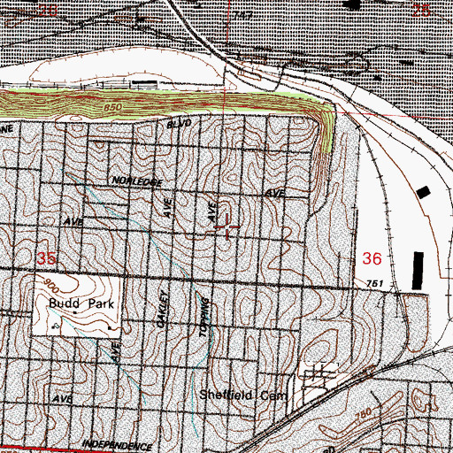 Topographic Map of James Elementary School, MO