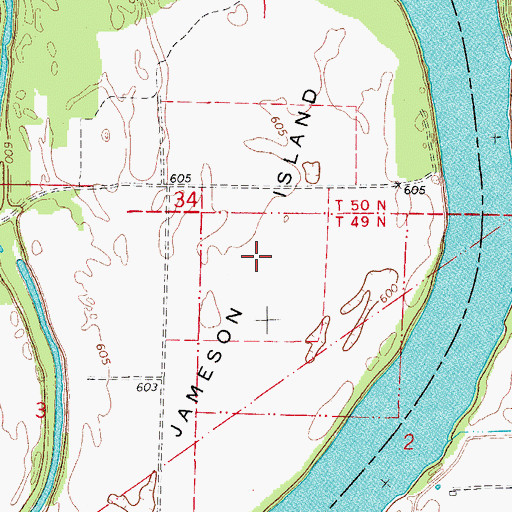 Topographic Map of Jameson Island, MO