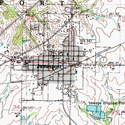 Topographic Map of Jamesport, MO