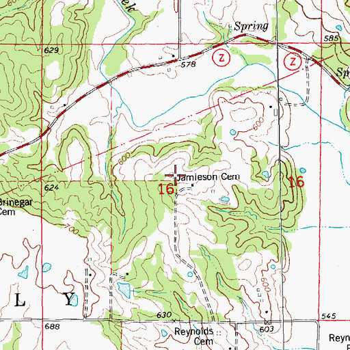 Topographic Map of Jamieson Cemetery, MO