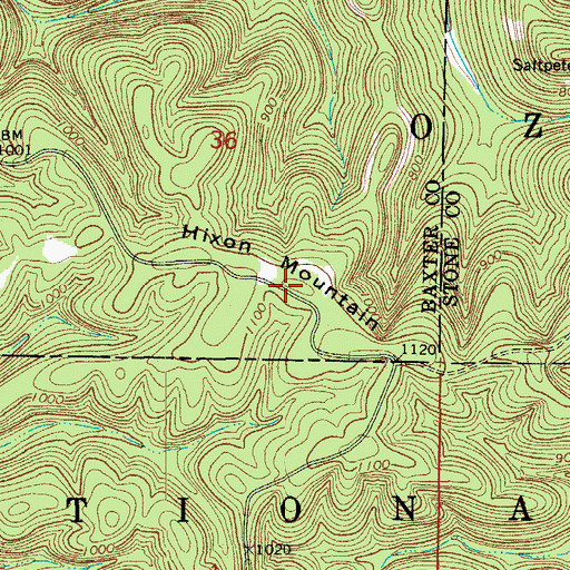Topographic Map of Hixon Mountain, AR