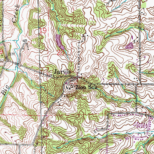 Topographic Map of Jarvis, MO