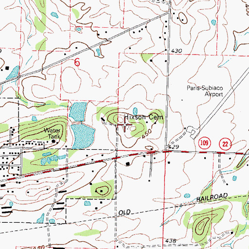 Topographic Map of Hixson Cemetery, AR