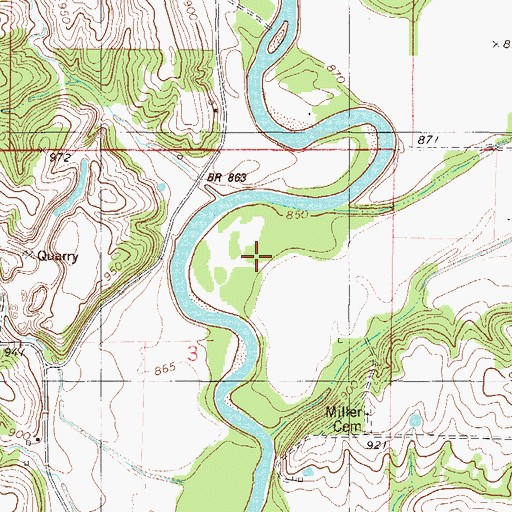 Topographic Map of Jefferies Creek, MO