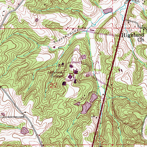 Topographic Map of Jefferson College, MO