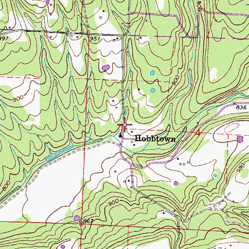 Topographic Map of Hobbtown, AR
