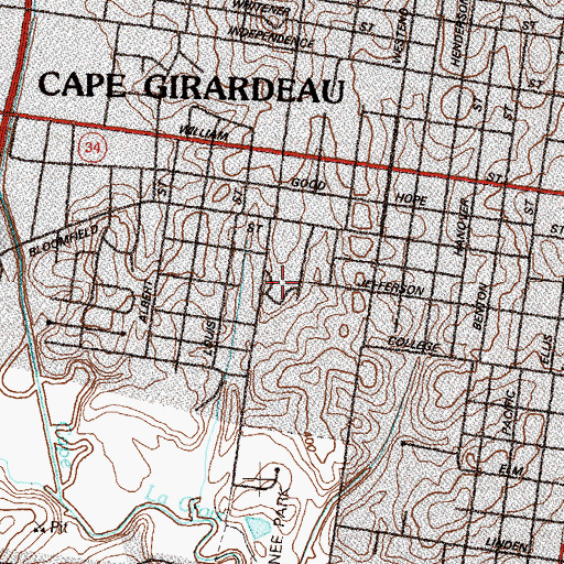 Topographic Map of Jefferson School, MO