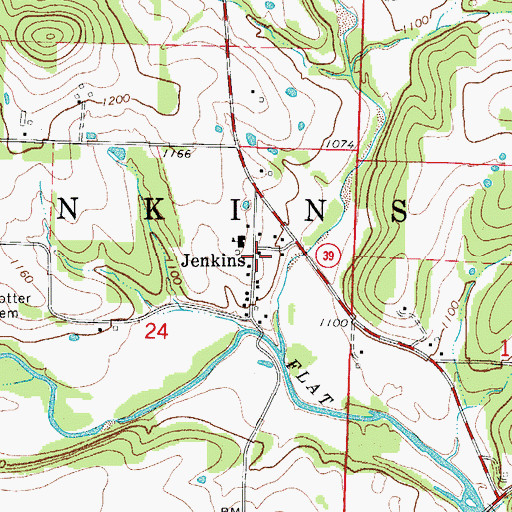 Topographic Map of Jenkins, MO