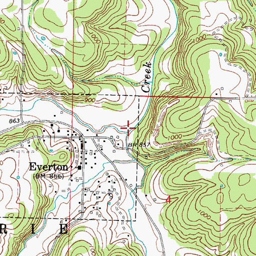 Topographic Map of Hog Creek, AR