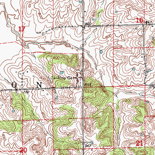 Topographic Map of Jenkins Cemetery, MO