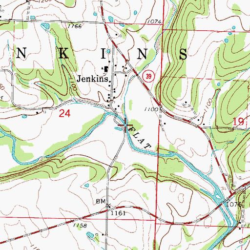 Topographic Map of Jenkins Creek, MO