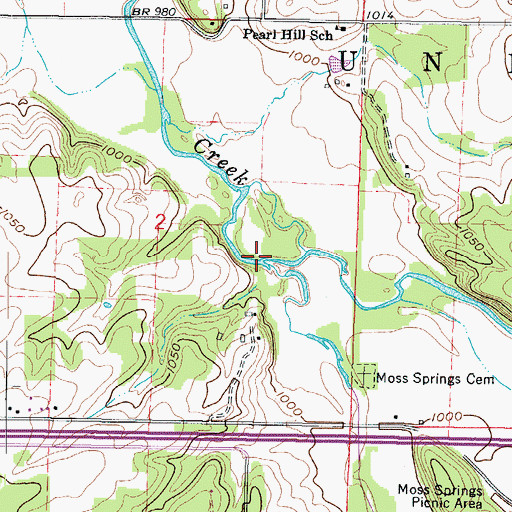 Topographic Map of Jenkins Creek, MO