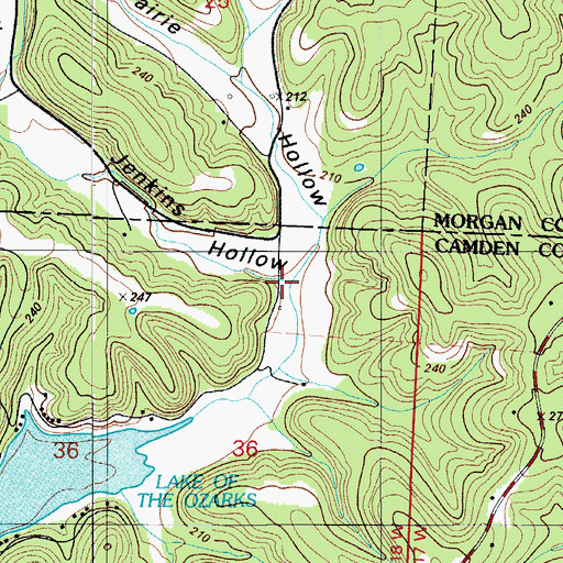 Topographic Map of Jenkins Hollow, MO