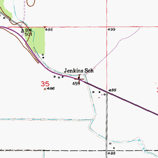 Topographic Map of Jenkins School, MO