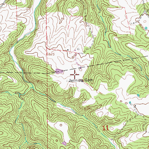 Topographic Map of Jenning Cemetery, MO