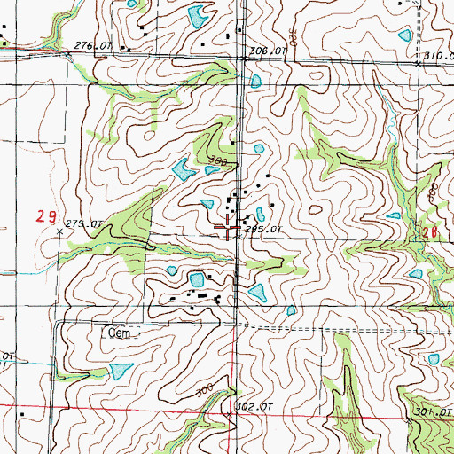 Topographic Map of Jennings School (historical), MO