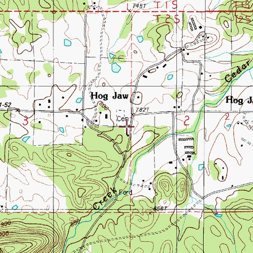 Topographic Map of Hog Jaw, AR