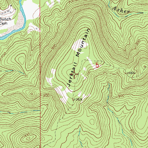 Topographic Map of Jerktail Mountain, MO
