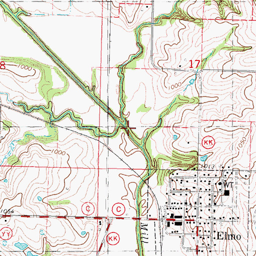Topographic Map of Jerry Creek, MO