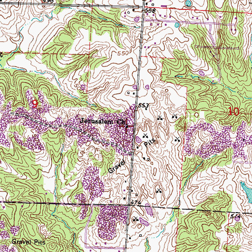 Topographic Map of Jerusalem Church, MO