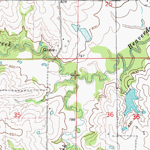Topographic Map of Jesse Creek, MO