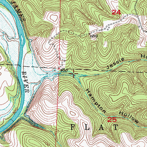 Topographic Map of Jessie Hollow, MO