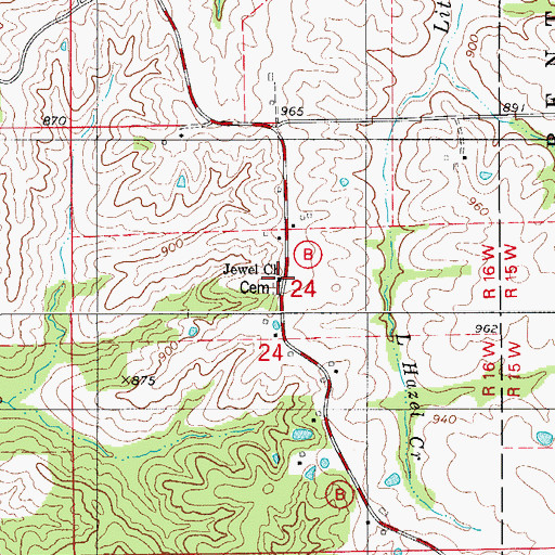 Topographic Map of Jewel Church, MO