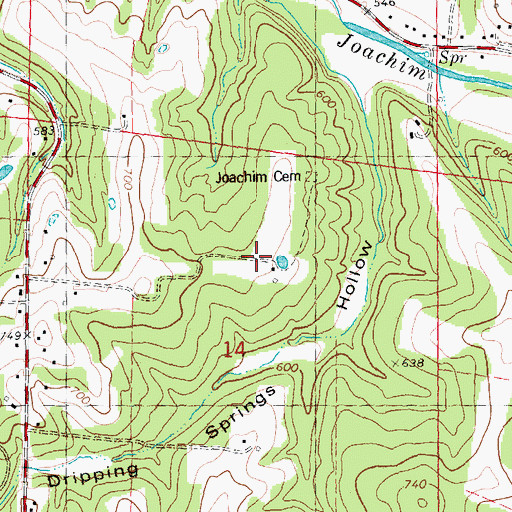 Topographic Map of Joachim Cemetery, MO