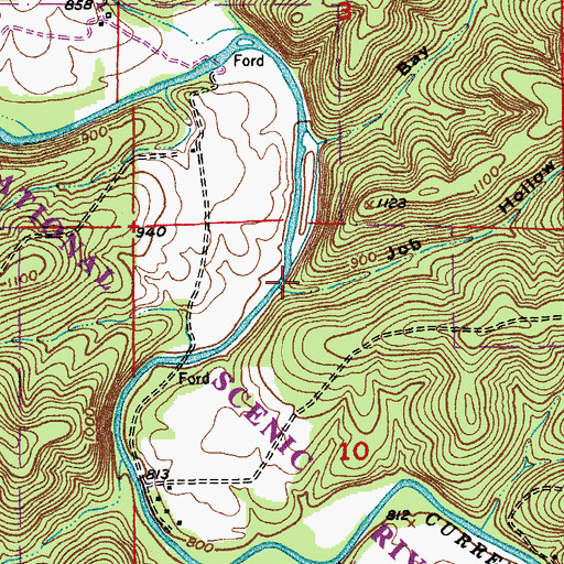 Topographic Map of Job Hollow, MO
