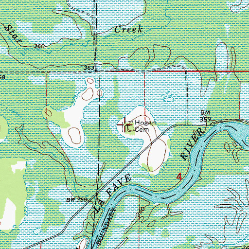 Topographic Map of Hogan Cemetery, AR