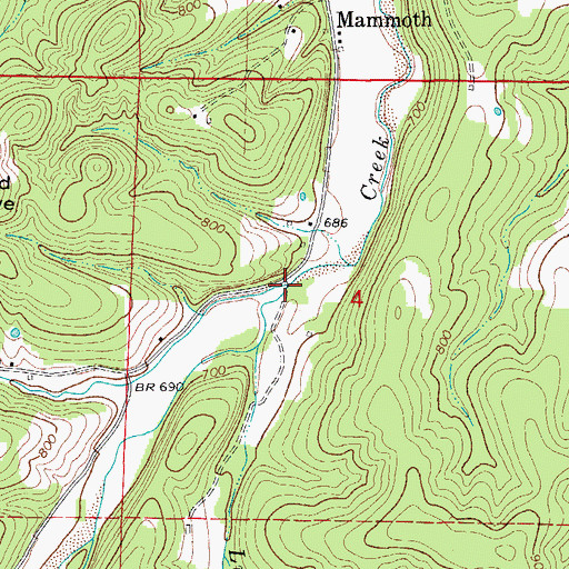 Topographic Map of John Creek, MO