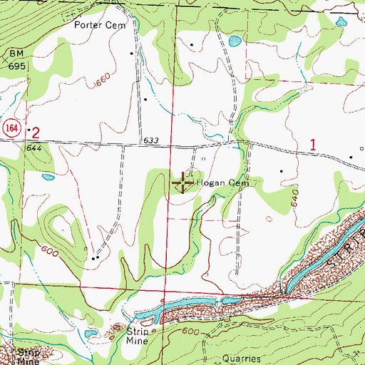 Topographic Map of Hogan Cemetery, AR