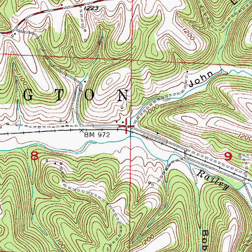 Topographic Map of John Hollow, MO