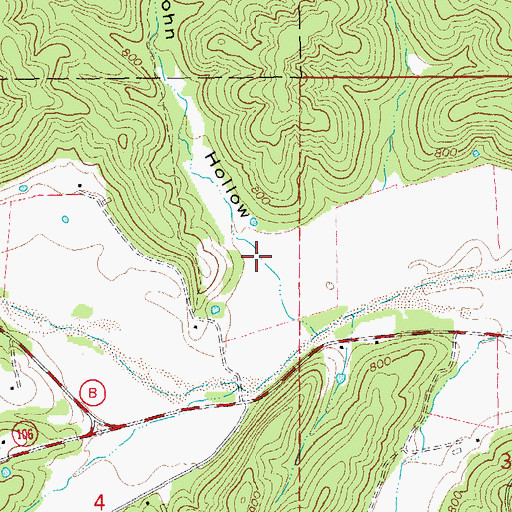 Topographic Map of John Hollow, MO