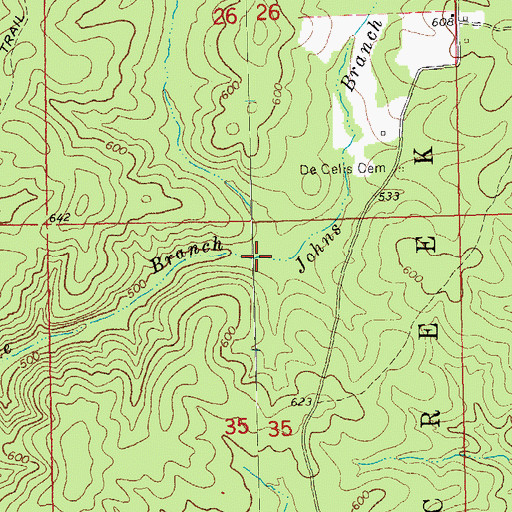 Topographic Map of Johns Branch, MO