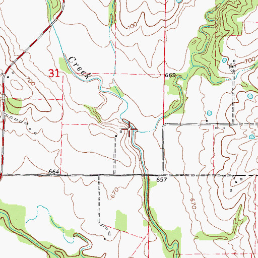 Topographic Map of Johns Branch, MO
