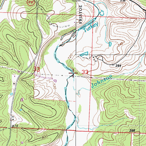 Topographic Map of Johnson Branch, MO