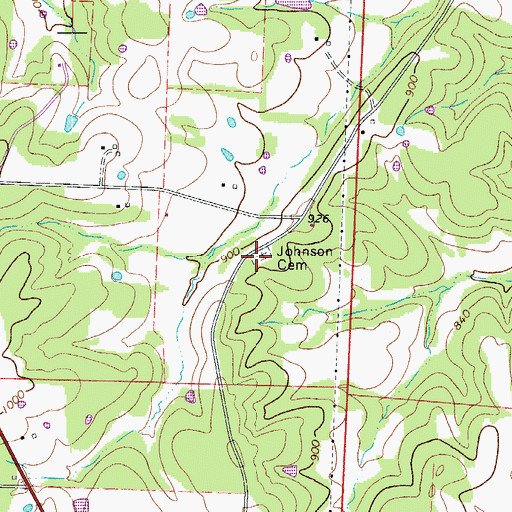 Topographic Map of Johnson Cemetery, MO