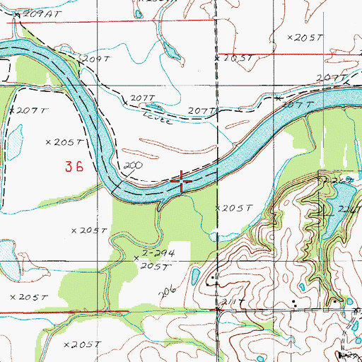 Topographic Map of Johnson Creek, MO
