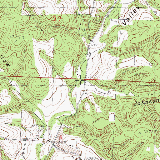 Topographic Map of Johnson Hollow, MO