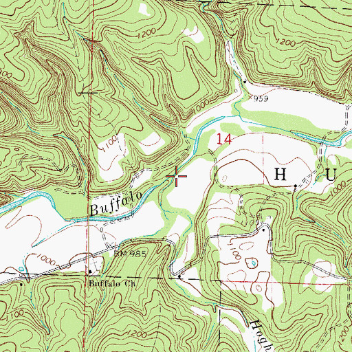 Topographic Map of Hoghead Creek, AR