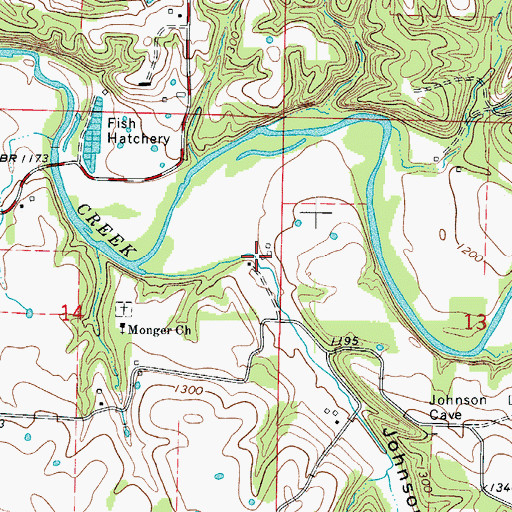 Topographic Map of Johnson Hollow, MO