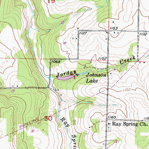 Topographic Map of Johnson Lake, MO