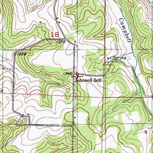 Topographic Map of Johnson School, MO