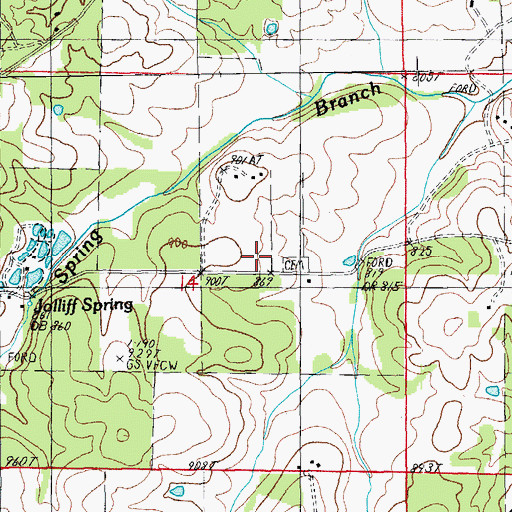 Topographic Map of Jolliff School (historical), MO