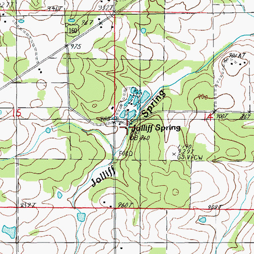 Topographic Map of Jolliff Spring, MO