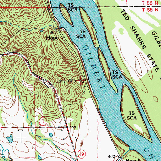 Topographic Map of Jolly Cemetery, MO