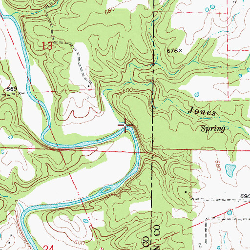 Topographic Map of Jones Branch, MO