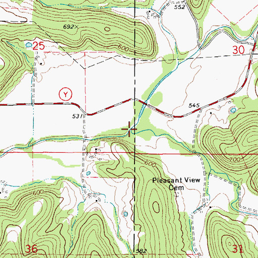 Topographic Map of Jones Branch, MO